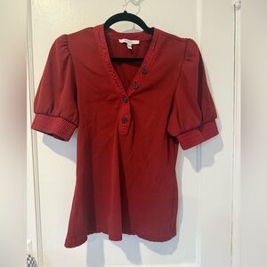 Derek Lam EUC Woman’s Red Top Cotton Puff Sleeve XL